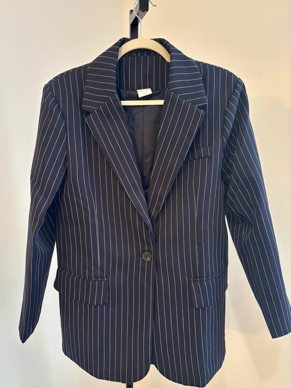 Silk & Salt Navy Pinstripe Blazer